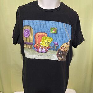 Spongebob Nickelodeon Men's Black T Shirt Size Large Cotton